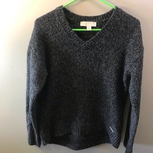 Michael Kors fuzzy dark gray V-neck sweater